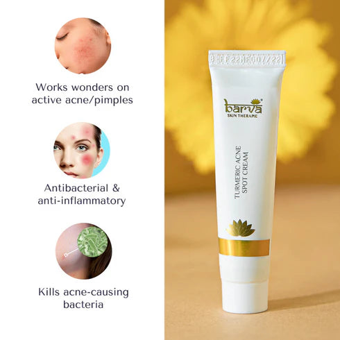 Barva Turmeric Acne Spot Cream | treatment for acne scars, pimples on face,Made with turmeric, neem, shatavari & cica | known to reduce dark spots & imperfections & clear skin