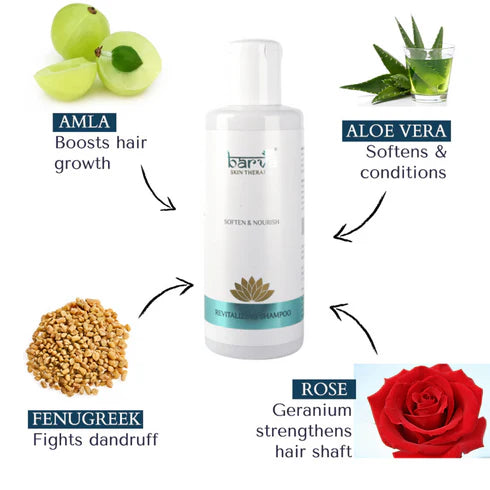 Barva Revitalizing Shampoo (SLS Free) with Amla, Fenugreek & Aloe Vera | ayurvedic sulphate-free paraben-free | suits dry hair, coloured hair