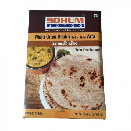 Sohum Products Multi Grain Bhakri Atta Gluten Free Flour for Indian Roti 500g pack