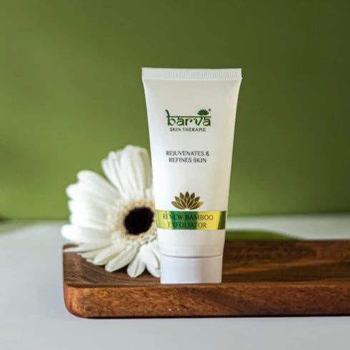 Barva Bamboo Exfoliator | face scrub for women and men | gentle skin exfoliating, Made with ghee, aloe vera & bamboo particles | suits oily and dry skin