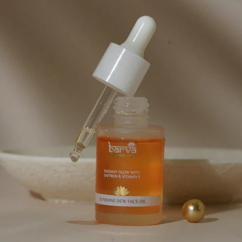 Barva Sunshine Dew Face Oil | saffron, vitamin E, turmeric, liquorice & ghee blend,for radiant, youthful & glowing skin