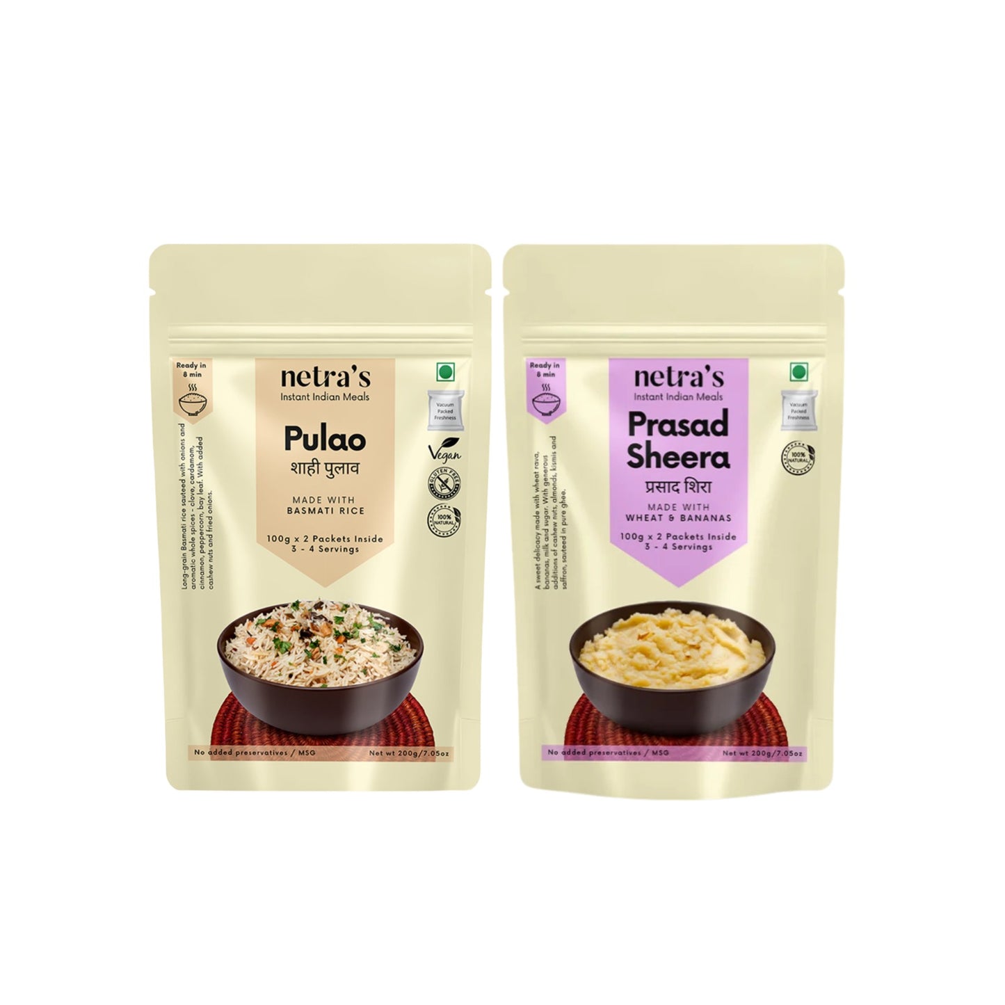 Netra's Instant Pulao & Prasad Sheera Combo – 5% OFF